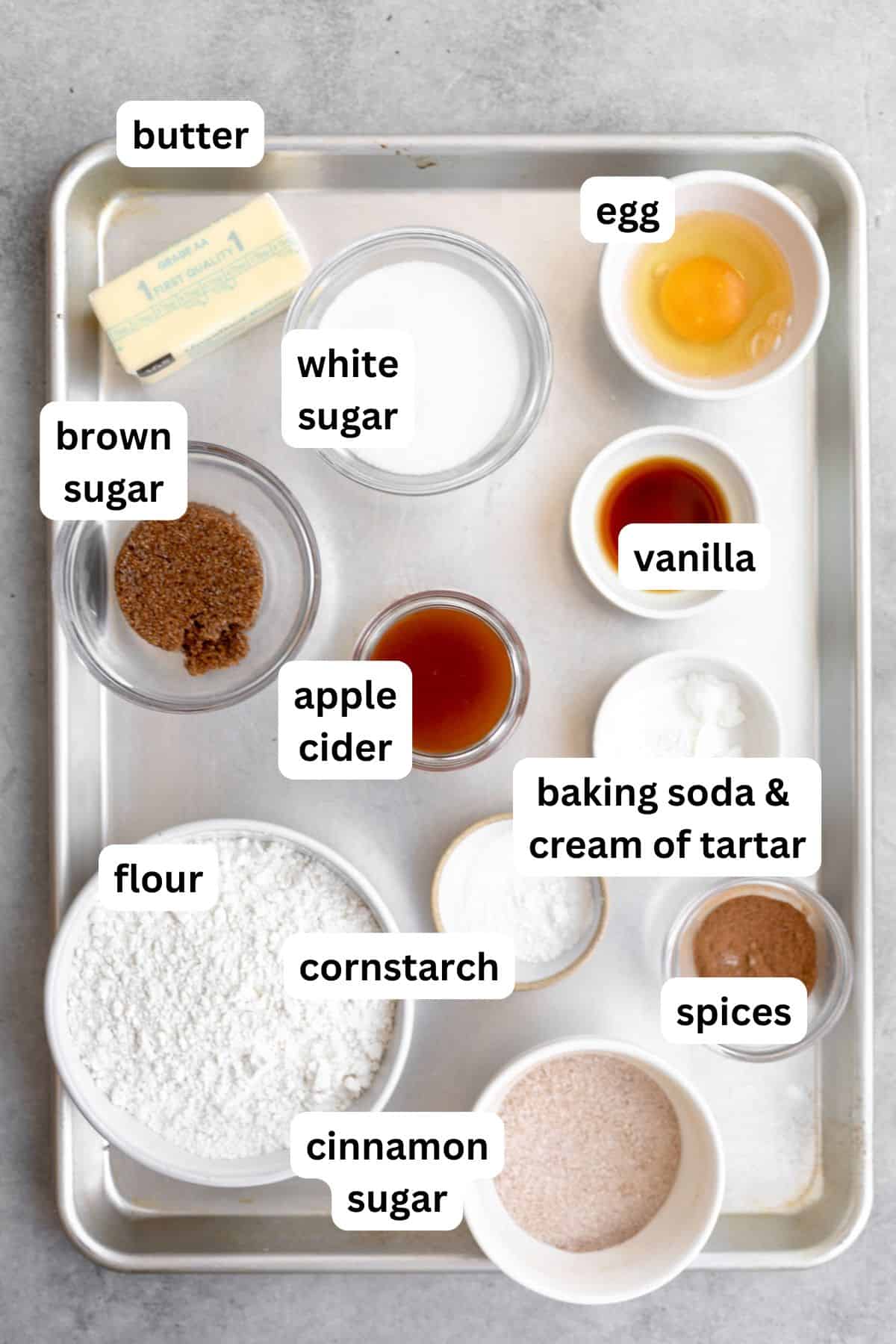 ingredients in bowls with labels