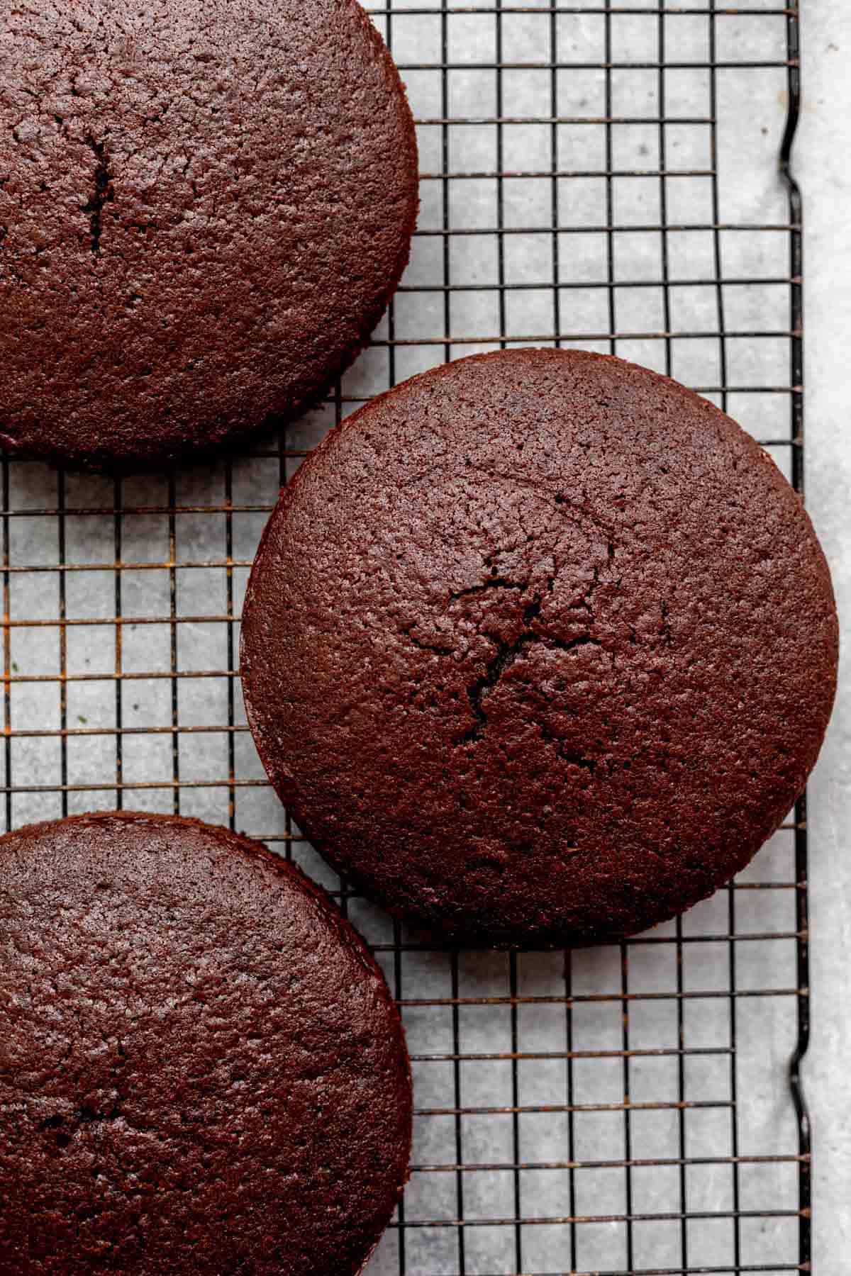 baked cakes on a wire rack cooling