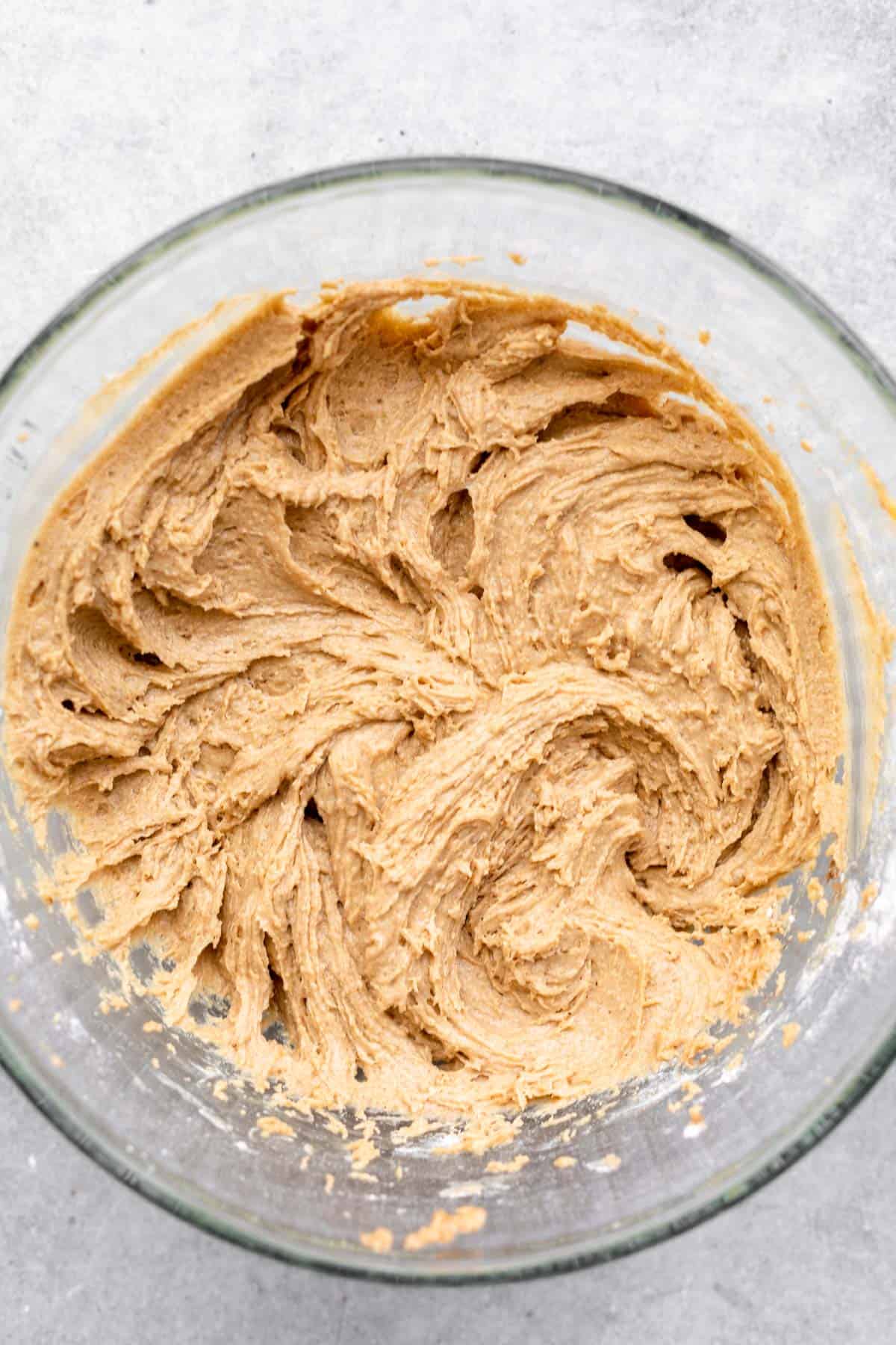 dough in a glass bowl