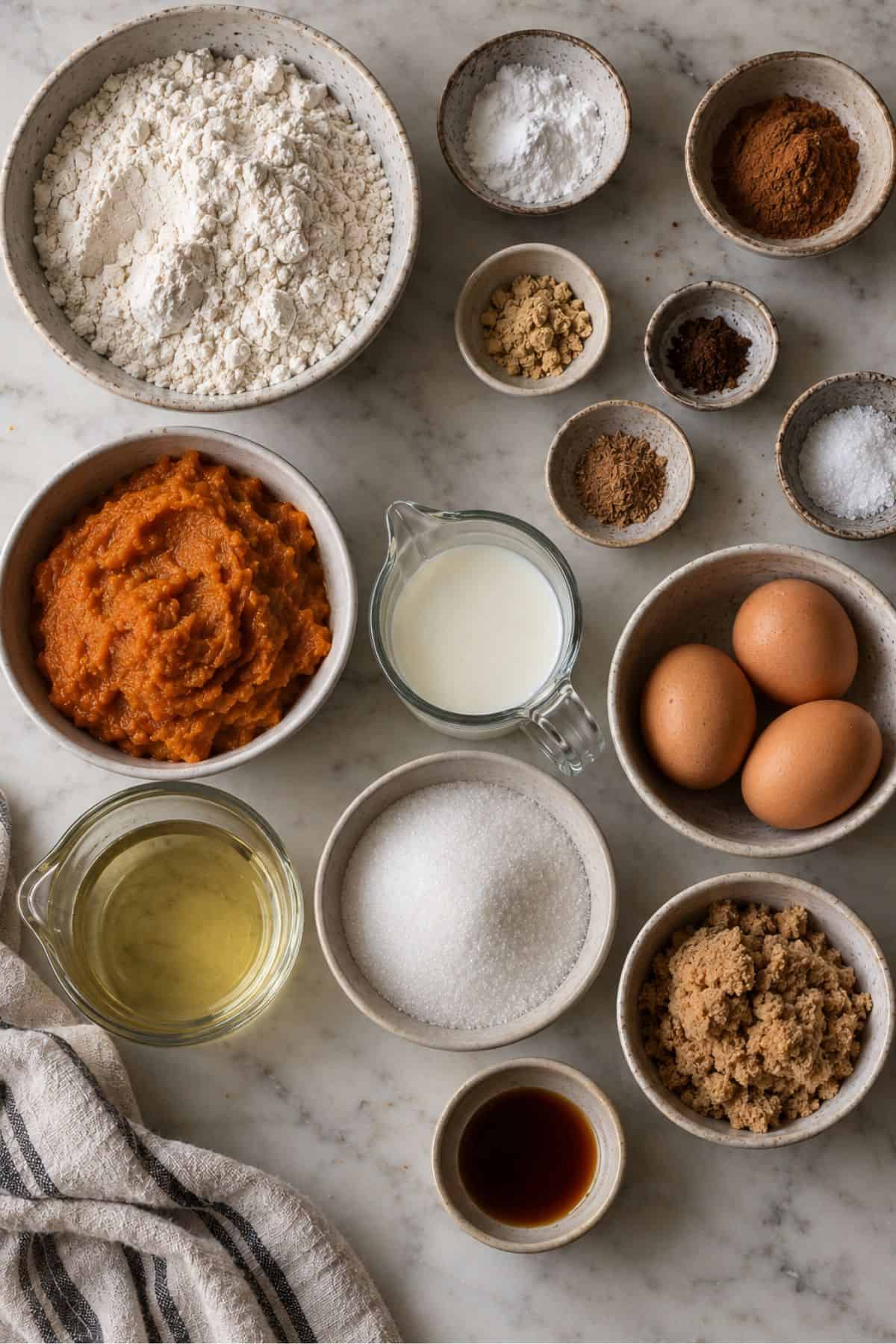 ingredients in bowls with labels