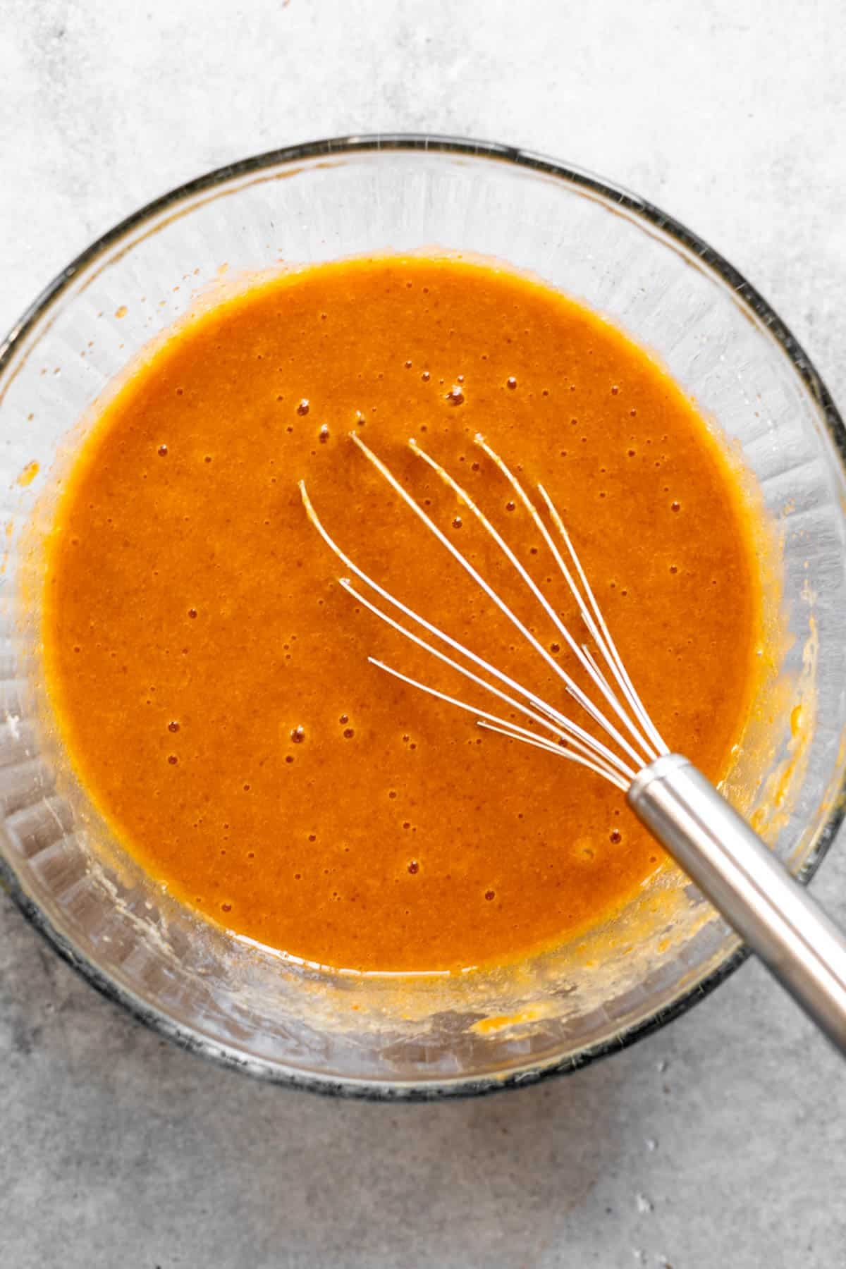 wet ingredients in a mixing bowl
