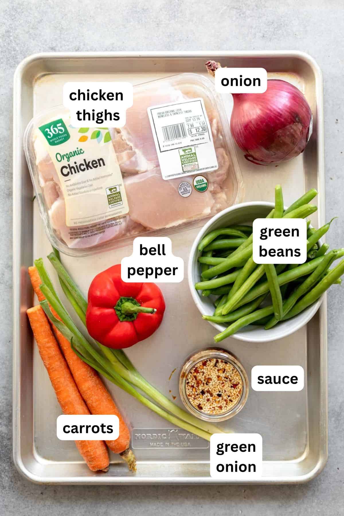 ingredients in bowls with labels
