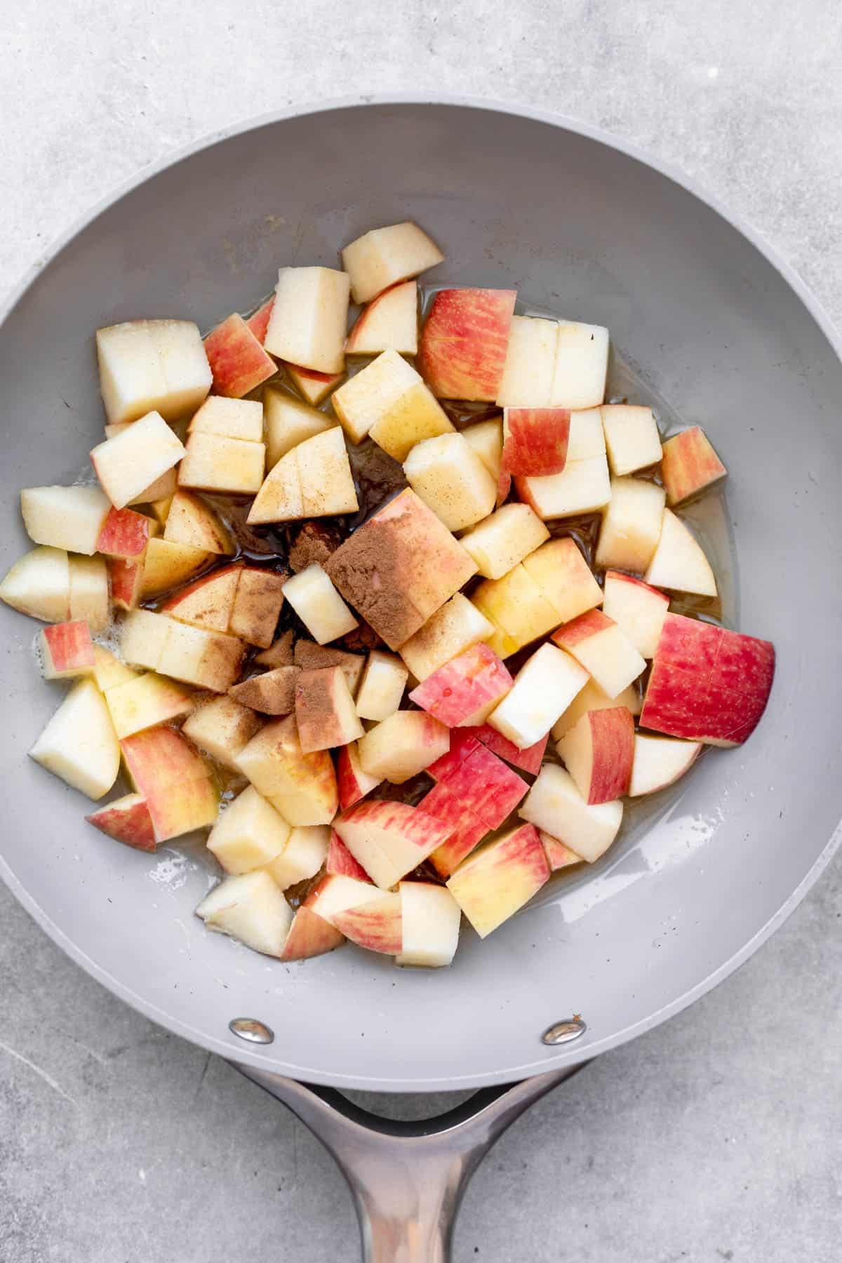 ingredients for the topping cooking in a pan