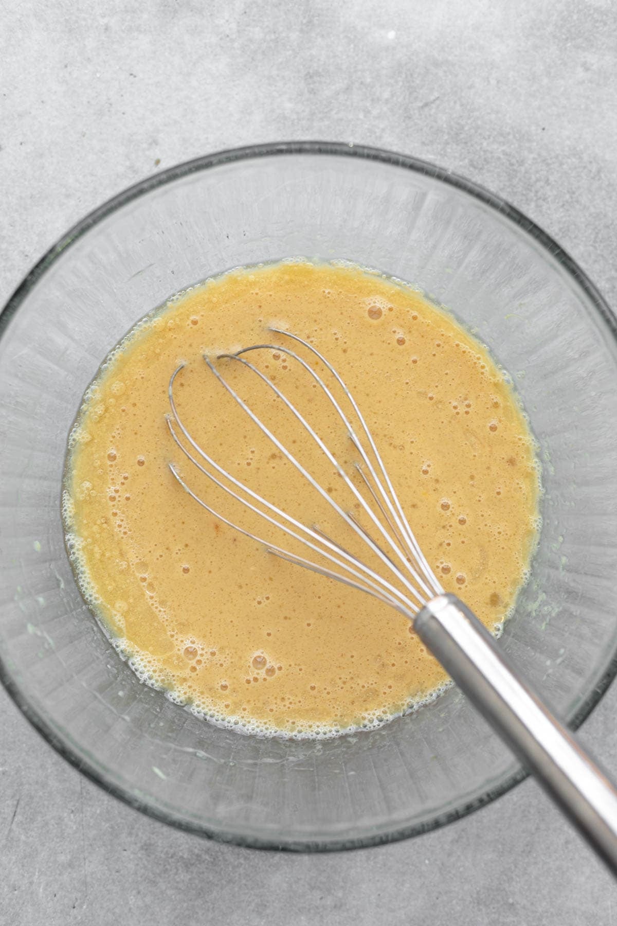 wet ingredients in a glass bowl