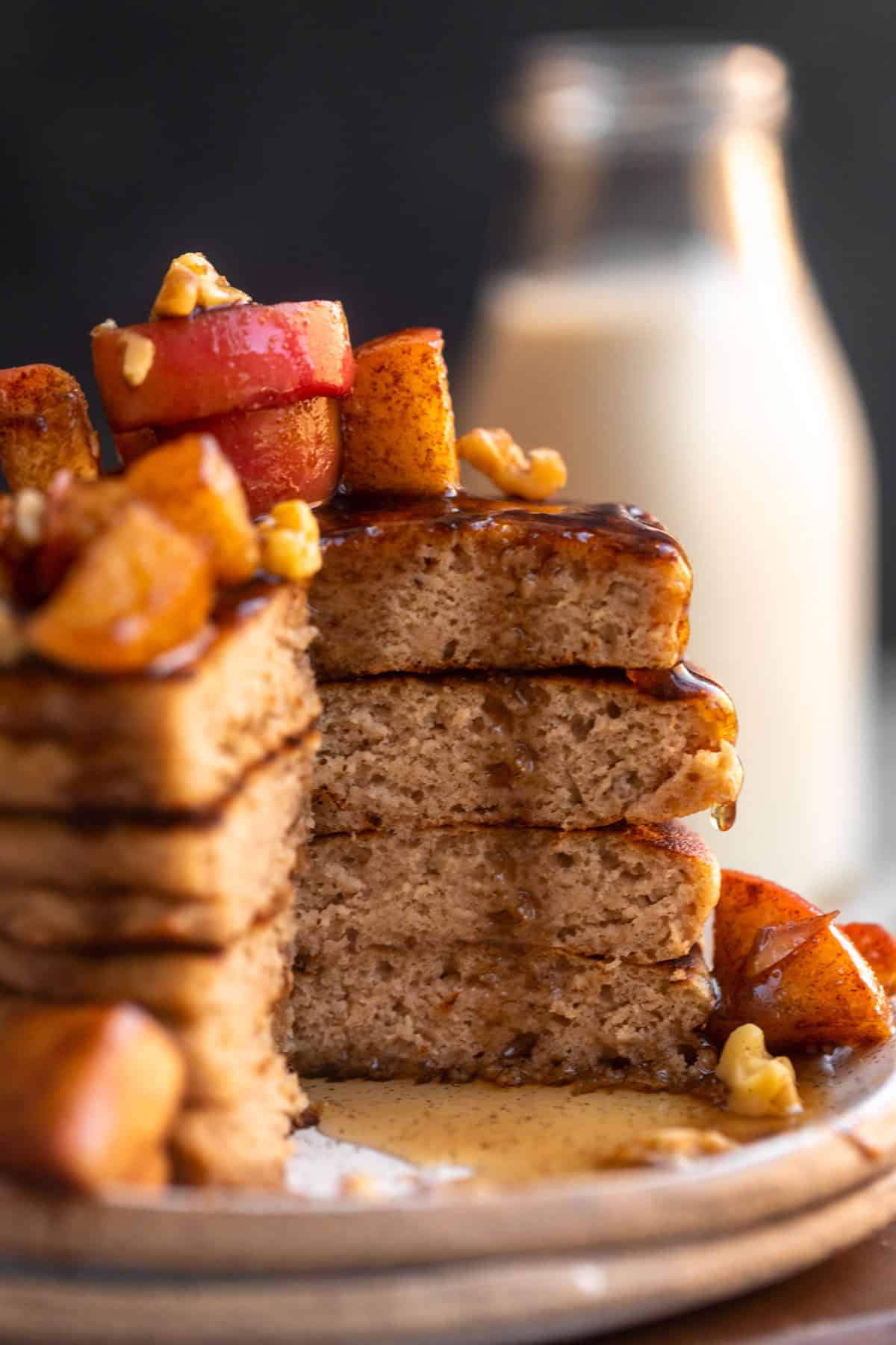 gluten free apple pancakes with diced apple topping