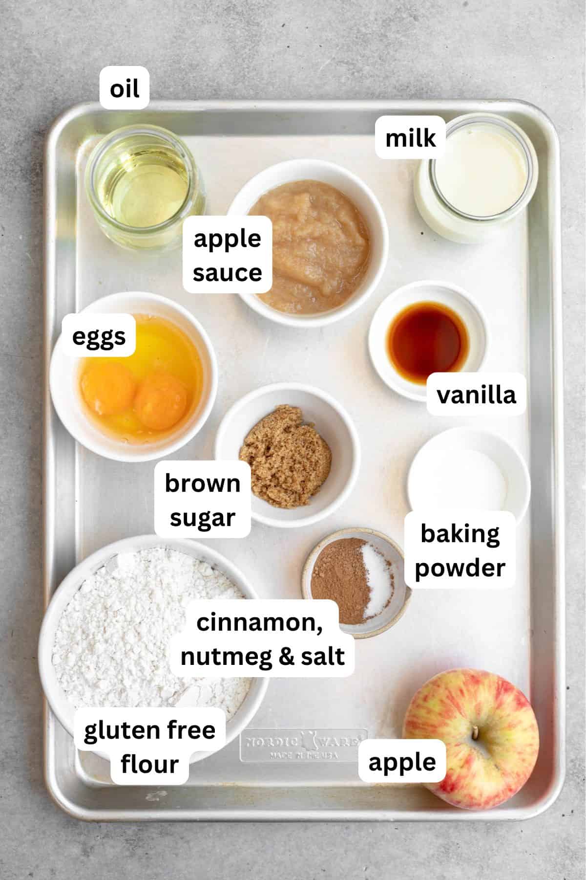 ingredients in bowls with labels