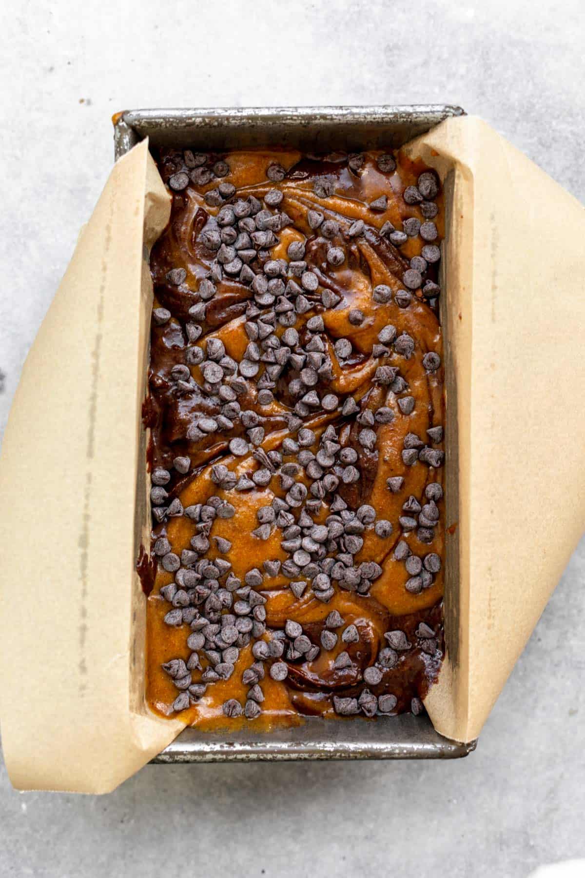 batter in a pan before baking