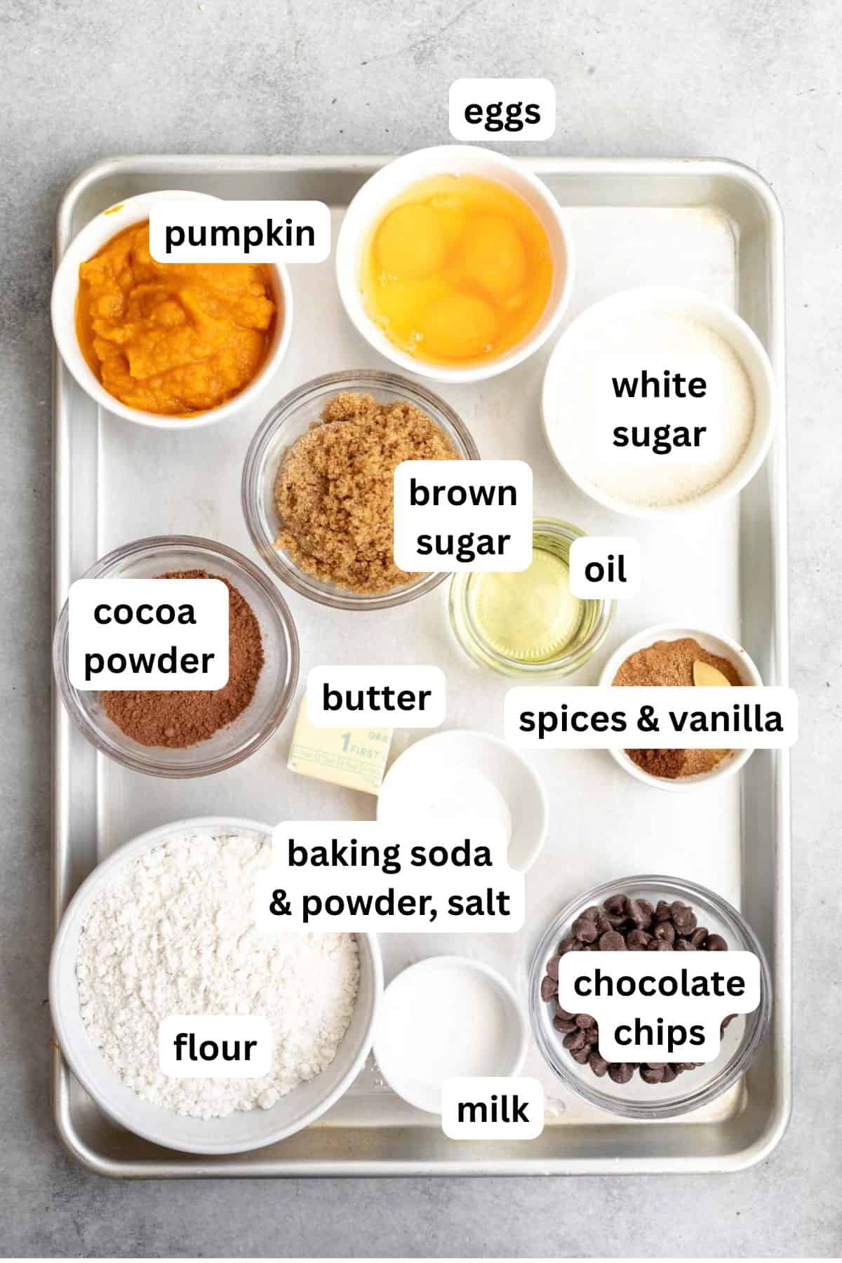 ingredients in bowls with labels