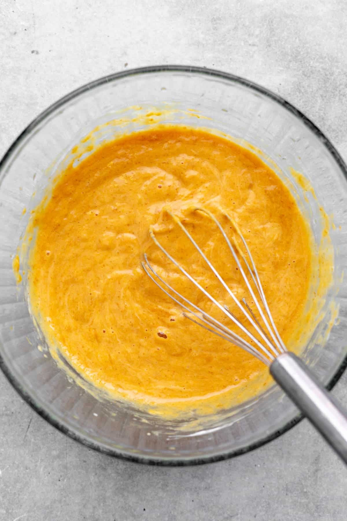 wet ingredients mixed in a bowl